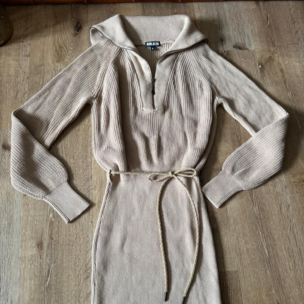 SER.O.YA Cream Knit Sweater Dress‎ Size S